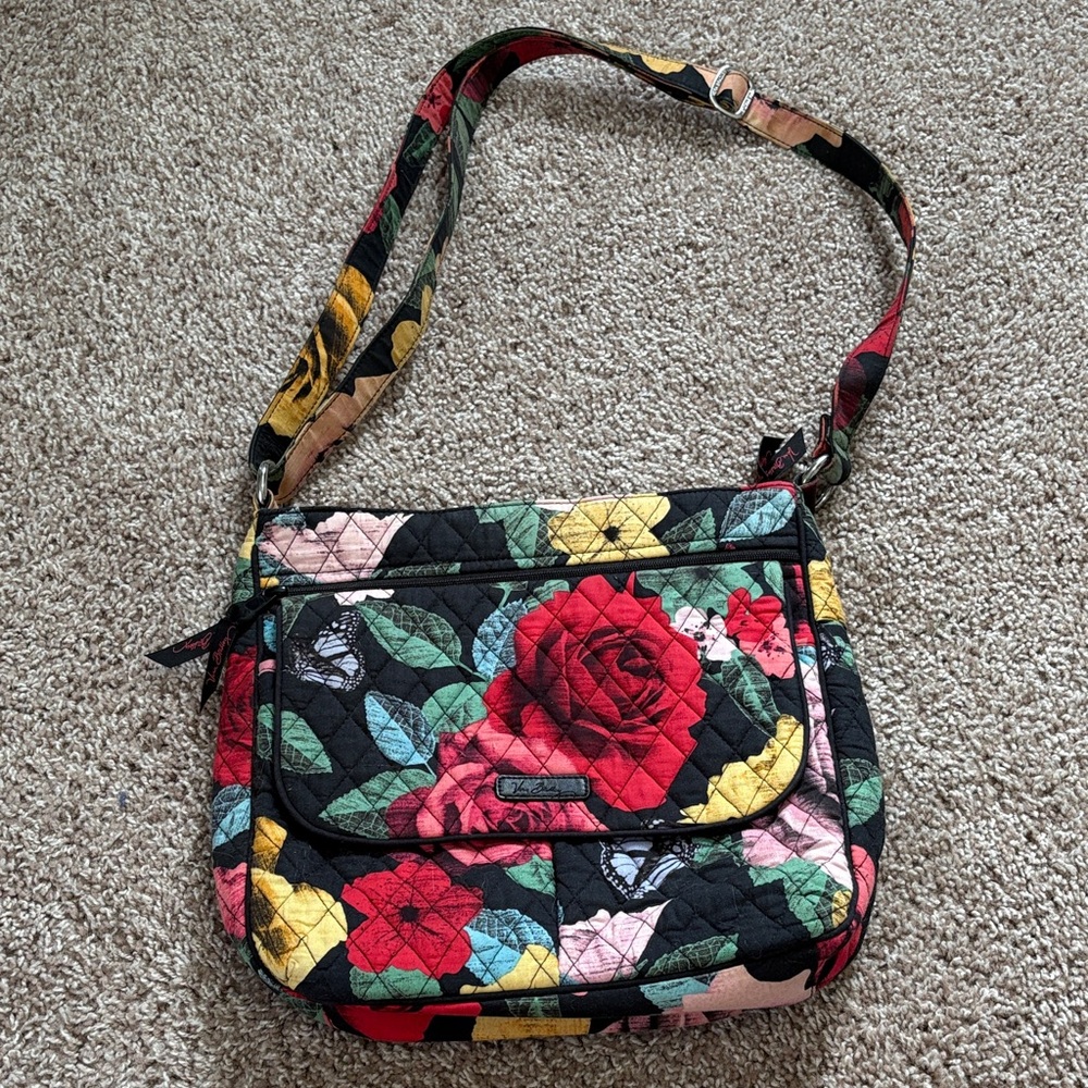 Vera Bradley Havana Rose Triple Zip Hipster Crossbody Bag